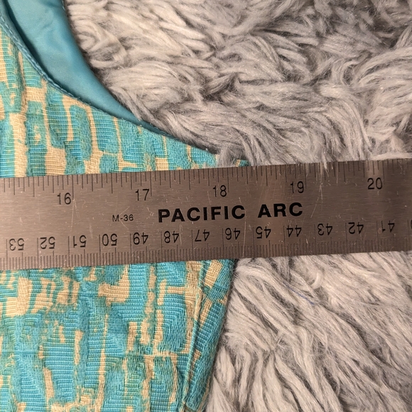 Taylor By Anthropologie Turquoise and Beige Fitted Dress - Picture 9 of 12